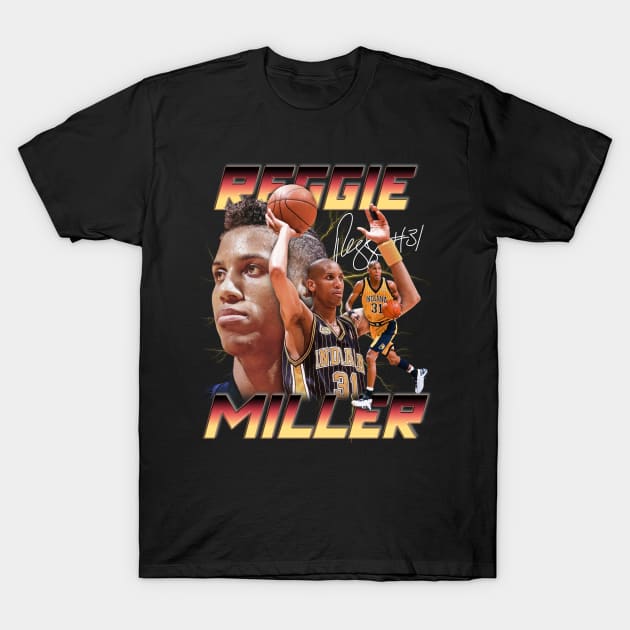 Reggie Miller Choke Sign Basketball Legend Signature Vintage Retro 80s 90s Bootleg Rap Style T-Shirt by CarDE